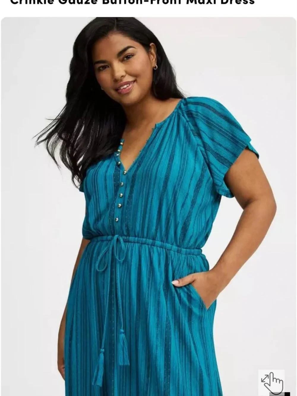 torrid NWT Teal Striped Maxi Dress with Tie Waist